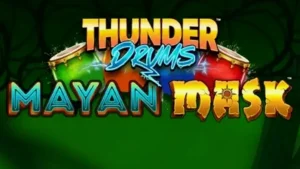 Tampilan visual slot Thunder Drums Mayan Mask dengan tema kuil Maya yang gelap dan mistis.